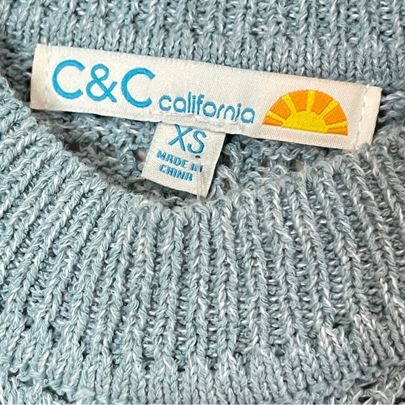 NWT C&C CALIFORNIA Mint Green Open Knit Sleeveless Swing Style Sweater Top - Picture 7 of 10